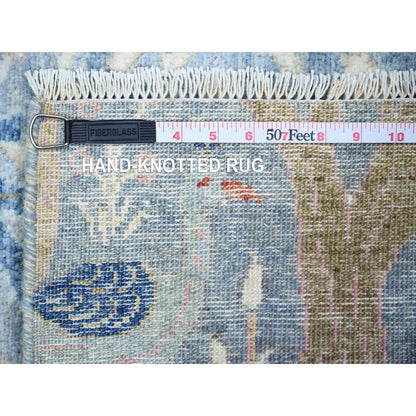Oushak And Peshawar Wool Hand Knotted Rug Blue No Border 2.7X10.1 -O074314