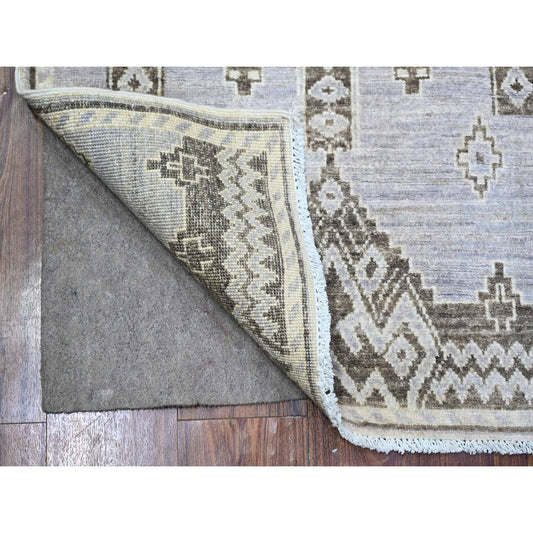 Oushak And Peshawar Wool Hand Knotted Rug Grey No Border 2.5X5.8 -O074321