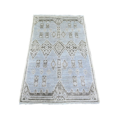 Oushak And Peshawar Wool Hand Knotted Rug Grey No Border 2.10X4.7 -O074325