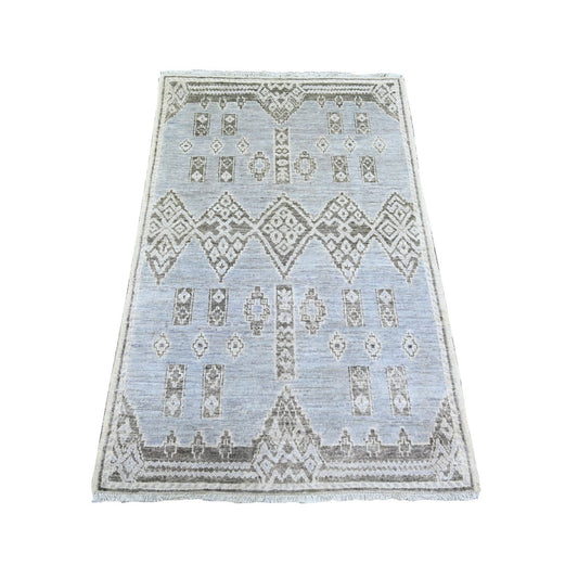 Oushak And Peshawar Wool Hand Knotted Rug Grey No Border 2.10X4.7 -O074325