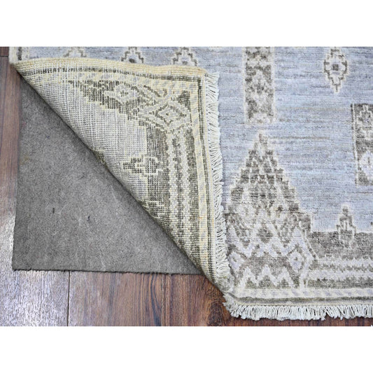 Oushak And Peshawar Wool Hand Knotted Rug Grey No Border 2.10X4.7 -O074325