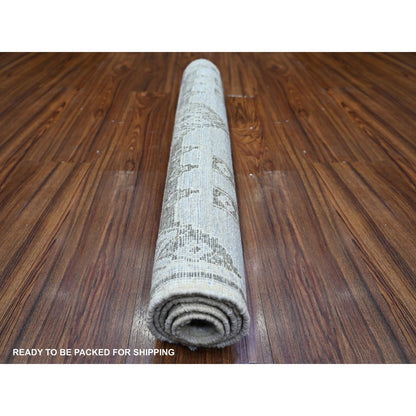 Oushak And Peshawar Wool Hand Knotted Rug Grey No Border 2.10X4.7 -O074325