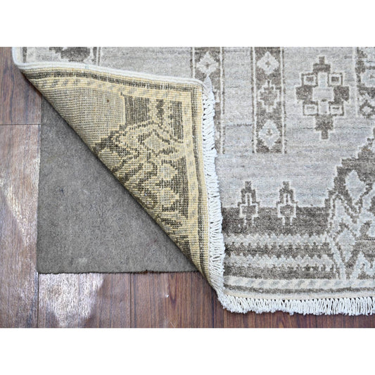 Oushak And Peshawar Wool Hand Knotted Rug Grey No Border 4.2X9.2 -O074326
