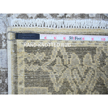 Oushak And Peshawar Wool Hand Knotted Rug Grey No Border 4.2X9.2 -O074326