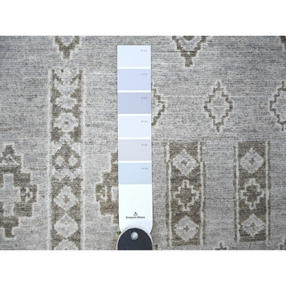 Oushak And Peshawar Wool Hand Knotted Rug Grey No Border 4.0X9.1 -O074328