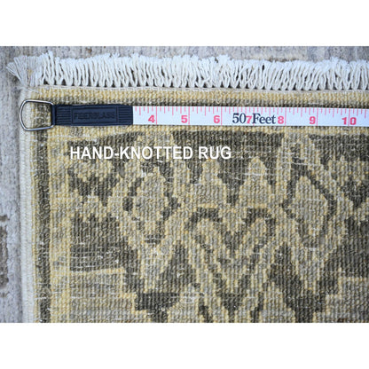 Oushak And Peshawar Wool Hand Knotted Rug Grey No Border 4.0X9.1 -O074328