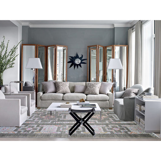 Oushak And Peshawar Wool Hand Knotted Rug Grey No Border 9.10X13.8 -O074329