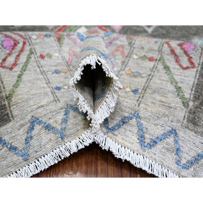 Oushak And Peshawar Wool Hand Knotted Rug Grey No Border 9.10X13.8 -O074329