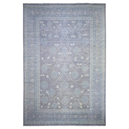 Khotan and Samarkand Wool Hand Knotted Rug Grey Gray 10.0X14.7 -O074330