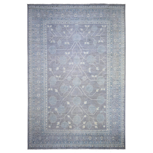 Khotan and Samarkand Wool Hand Knotted Rug Grey Gray 10.0X14.7 -O074330