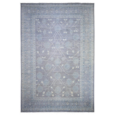 Khotan and Samarkand Wool Hand Knotted Rug Grey Gray 10.0X14.7 -O074330