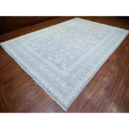Khotan and Samarkand Wool Hand Knotted Rug Grey Gray 10.0X14.7 -O074330