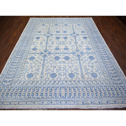 Oushak And Peshawar Wool Hand Knotted Rug Ivory Oyster White 8.0X9.9 -O074333