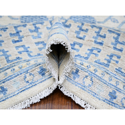 Oushak And Peshawar Wool Hand Knotted Rug Ivory Oyster White 8.0X9.9 -O074333