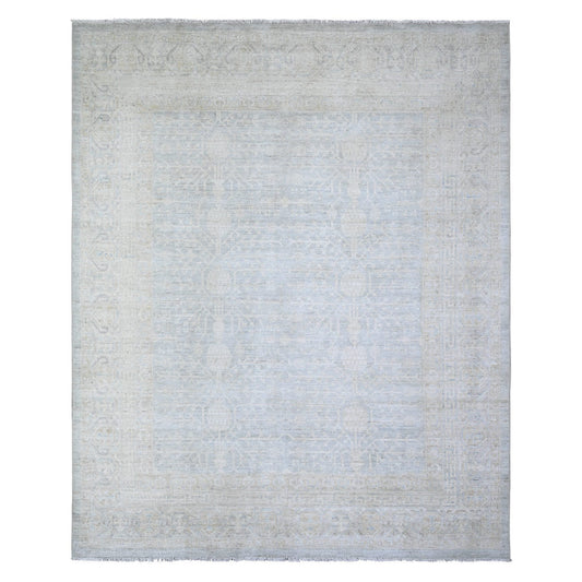 Khotan and Samarkand Wool Hand Knotted Rug Grey Timberwolf Gray 8.0X9.8 -O074334