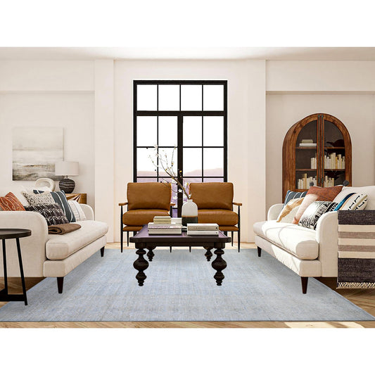 Khotan and Samarkand Wool Hand Knotted Rug Grey Timberwolf Gray 8.0X9.8 -O074334