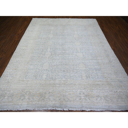 Khotan and Samarkand Wool Hand Knotted Rug Grey Timberwolf Gray 8.0X9.8 -O074334