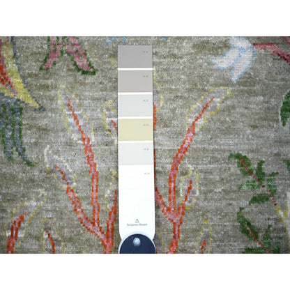 Oushak And Peshawar Wool Hand Knotted Rug Green No Border 3.4X4.10 -O074347