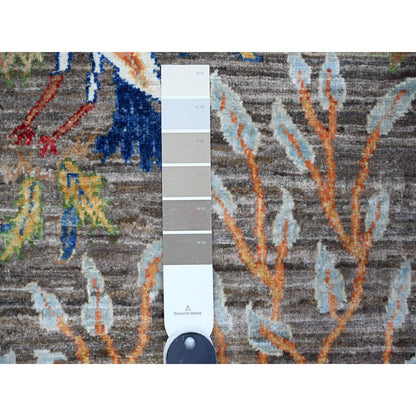 Oushak And Peshawar Wool Hand Knotted Rug Grey No Border 2.10X4.10 -O074348
