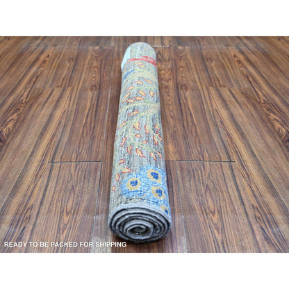 Oushak And Peshawar Wool Hand Knotted Rug Grey No Border 2.10X4.10 -O074348