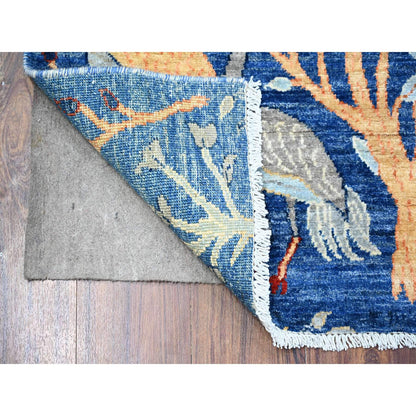 Oushak And Peshawar Wool Hand Knotted Rug Blue No Border 2.6X7.8 -O074362