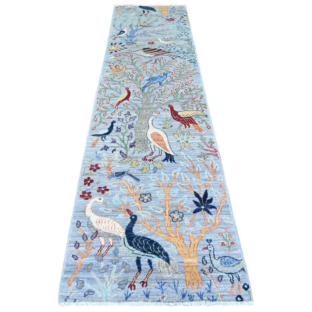 Gray 2'7" x 10'1" Oushak And Peshawar Hand knotted Wool Rug - Sku: O074364