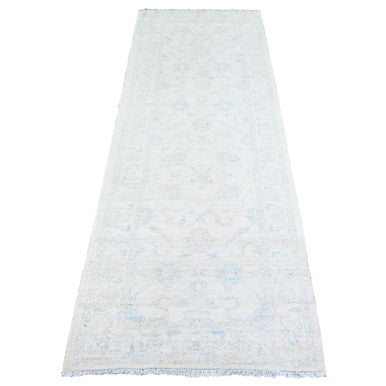 Oushak And Peshawar Wool Hand Knotted Rug Ivory Ivory 2.9X7.8 -O074369