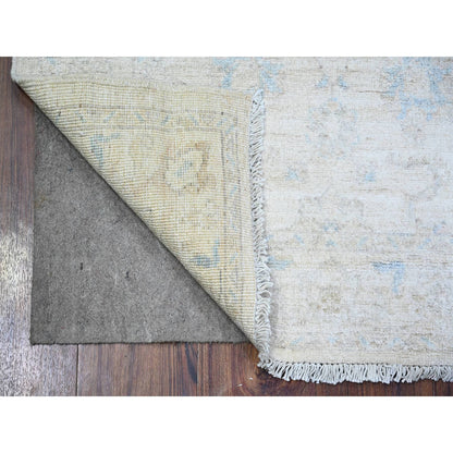 Oushak And Peshawar Wool Hand Knotted Rug Ivory Ivory 2.9X7.8 -O074369