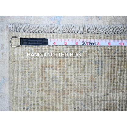Oushak And Peshawar Wool Hand Knotted Rug Ivory Ivory 2.9X7.8 -O074369