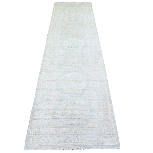 Oushak And Peshawar Wool Hand Knotted Rug Grey Gray 2.8X9.11 -O074370