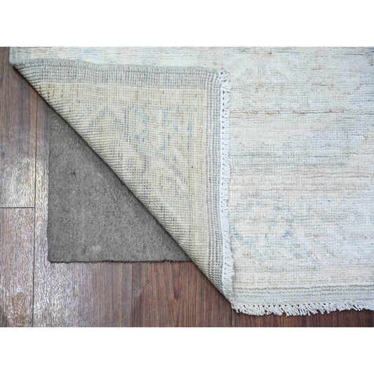 Oushak And Peshawar Wool Hand Knotted Rug Grey Gray 2.8X9.11 -O074370