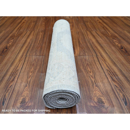 Oushak And Peshawar Wool Hand Knotted Rug Grey Gray 2.8X9.11 -O074370