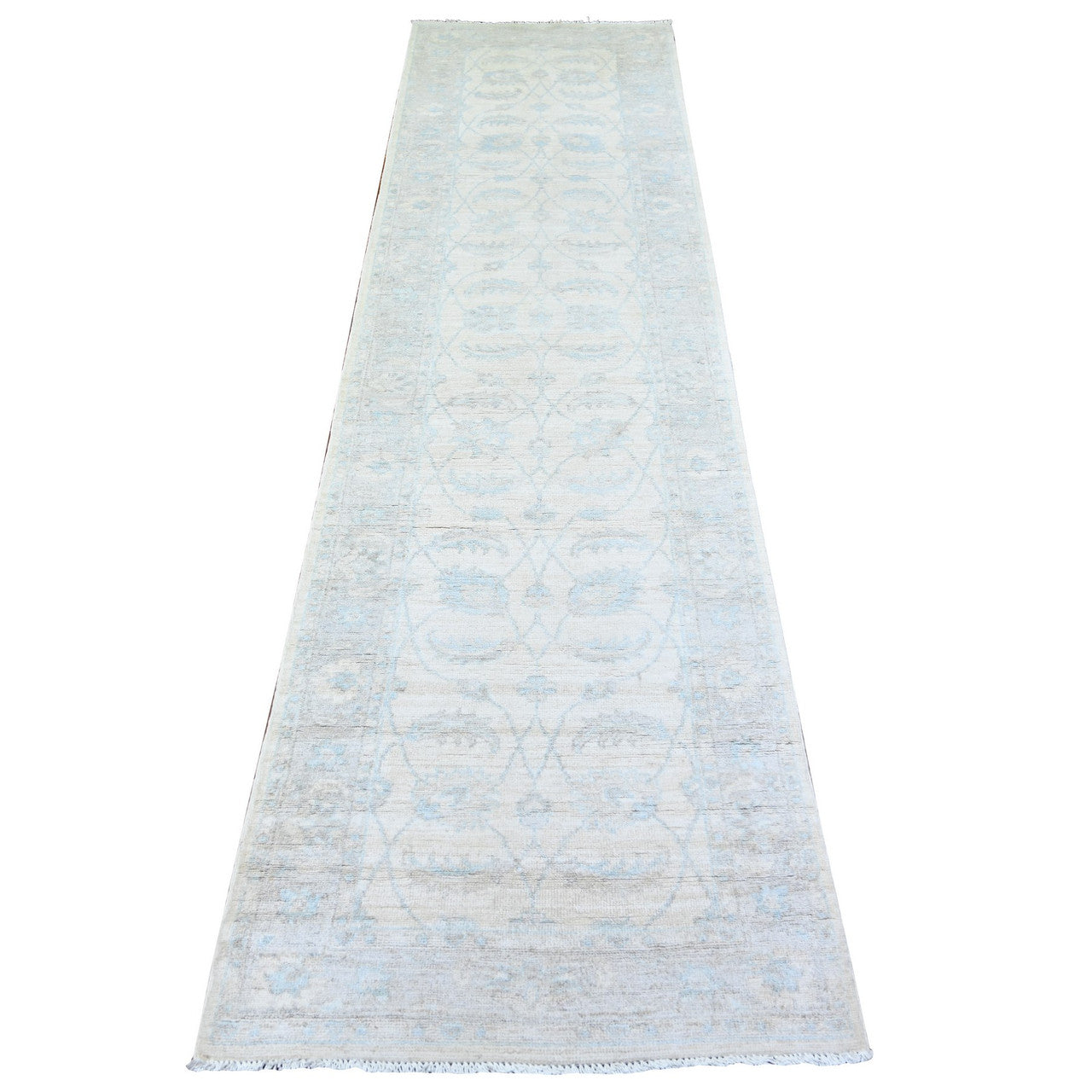 Ivory 2'7" x 9'11" Oushak And Peshawar Goose Hand knotted Wool Rug - Sku: O074371