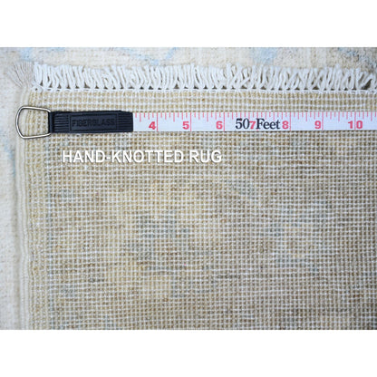 Oushak And Peshawar Wool Hand Knotted Rug Ivory Goose Gray 2.7X9.11 -O074371