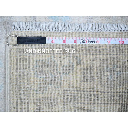 Oushak And Peshawar Wool Hand Knotted Rug Ivory Ivory 2.9X9.5 -O074372