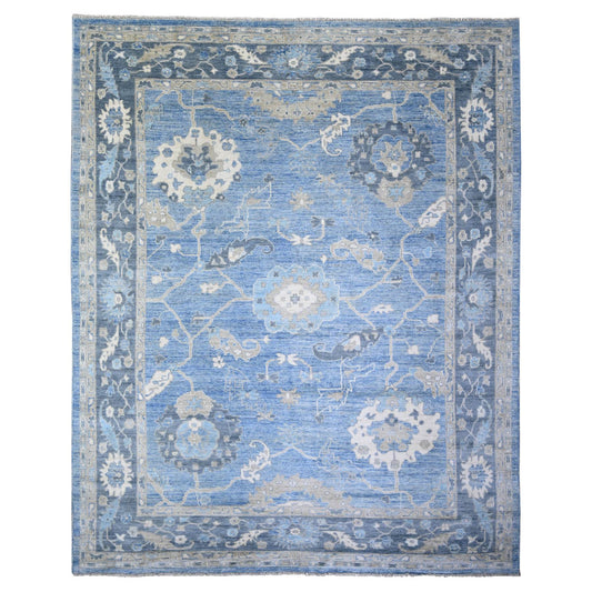 Oushak And Peshawar Wool Hand Knotted Rug Blue Independence Blue 9.1X11.9 -O074373