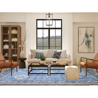 Oushak And Peshawar Wool Hand Knotted Rug Blue Independence Blue 9.1X11.9 -O074373