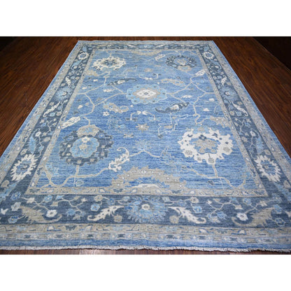 Oushak And Peshawar Wool Hand Knotted Rug Blue Independence Blue 9.1X11.9 -O074373