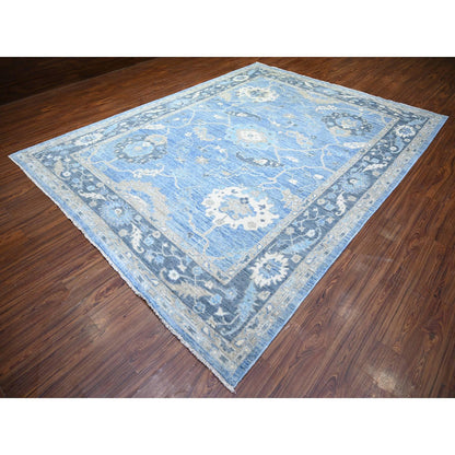 Oushak And Peshawar Wool Hand Knotted Rug Blue Independence Blue 9.1X11.9 -O074373