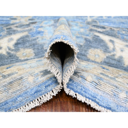 Oushak And Peshawar Wool Hand Knotted Rug Blue Independence Blue 9.1X11.9 -O074373