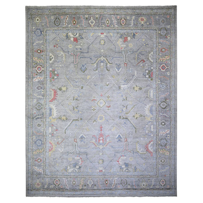 Oushak And Peshawar Wool Hand Knotted Rug Grey Spanish Gray 12.2X15.5 -O074385