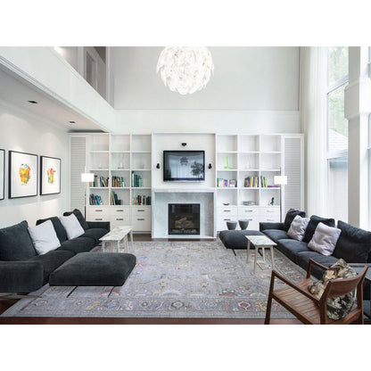 Oushak And Peshawar Wool Hand Knotted Rug Grey Spanish Gray 12.2X15.5 -O074385