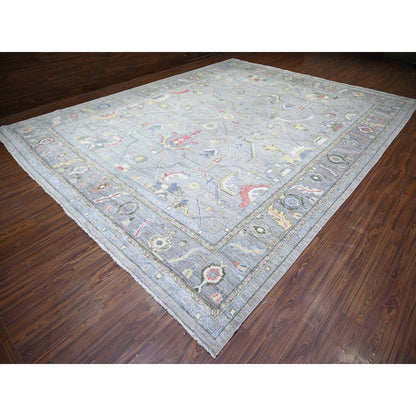 Oushak And Peshawar Wool Hand Knotted Rug Grey Spanish Gray 12.2X15.5 -O074385