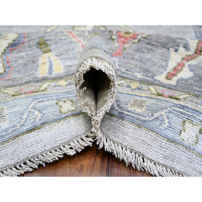 Oushak And Peshawar Wool Hand Knotted Rug Grey Spanish Gray 12.2X15.5 -O074385