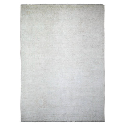 Oushak And Peshawar Wool Hand Knotted Rug Grey Beige 9.11X13.8 -O074393