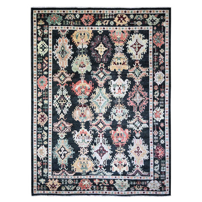 Oushak And Peshawar Wool Hand Knotted Rug Black Black 9.0X11.11 -O074399