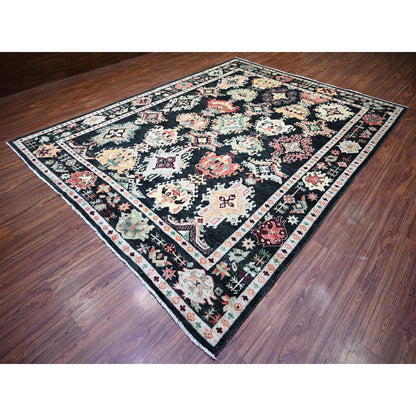 Oushak And Peshawar Wool Hand Knotted Rug Black Black 9.0X11.11 -O074399