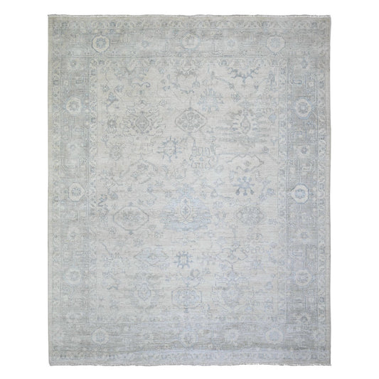Oushak And Peshawar Wool Hand Knotted Rug Grey Gray 8.3X9.11 -O074407