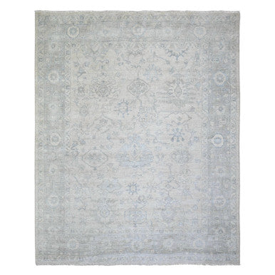 Oushak And Peshawar Wool Hand Knotted Rug Grey Gray 8.3X9.11 -O074407