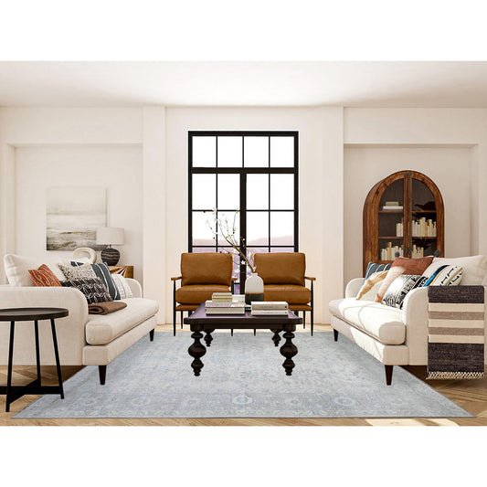 Oushak And Peshawar Wool Hand Knotted Rug Grey Gray 8.3X9.11 -O074407